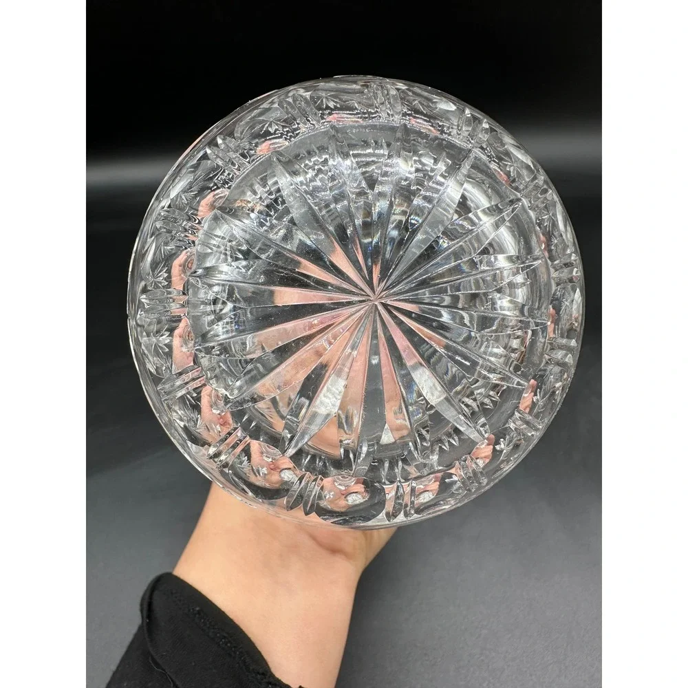 Vintage‎ Cut Glass Cruet Starburst Pattern Clear Decanter with Stopper